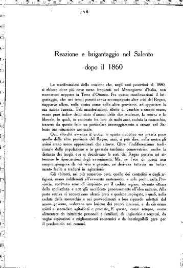 Reazione e brigantaggio nel Salento dopo il 1860 - culturaservizi.it