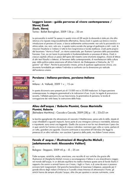 Novità settembre 2009 - biblioteca comunale di monfalcone