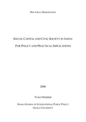 social capital and civil society in japan: for policy ... - Osaka University