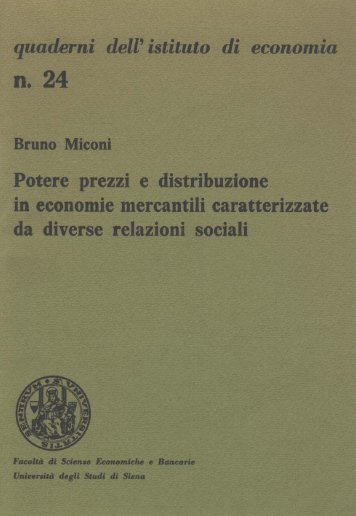 Potere prezzi e distribuzione in economie mercantili caratterizzate ...
