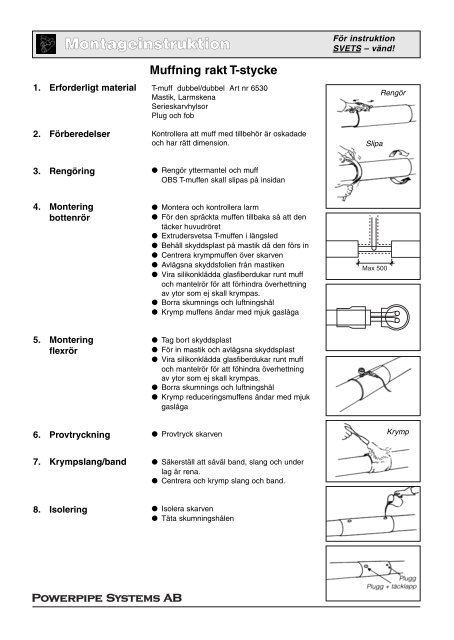 Ladda ner instruktion fÃ¶r rakt T-stycke hÃ¤r... - Powerpipe Systems AB
