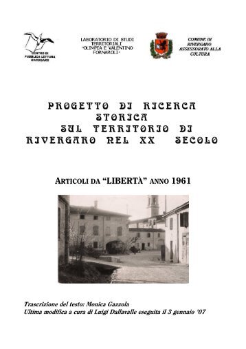 Articoli da Libertà anno 1961 - Centro di Lettura di Rivergaro