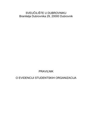Pravilnik o evidenciji studentskih organizacija - SveuÄiliÅ¡te u ...