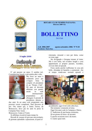 bollettino n 9-10 Pegasus - Rotary Club Tempio Pausania