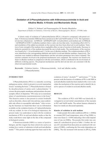 Oxidation of 2-Phenylethylamine with N-Bromosuccinimide in Acid ...