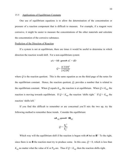 Chapter 15 – Chemical Equilibrium