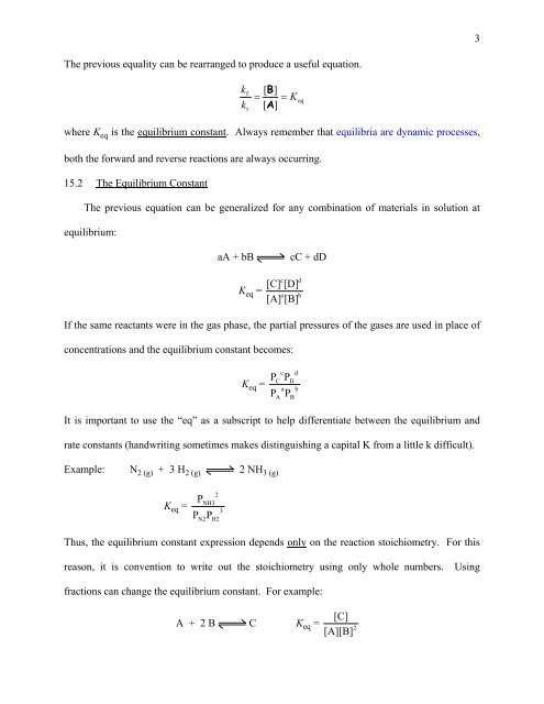 Chapter 15 – Chemical Equilibrium