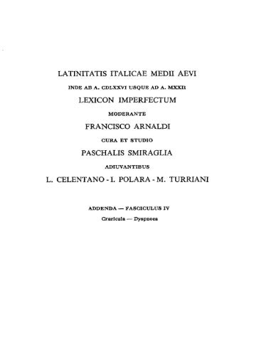 latinitatis italicae medii aevi lexicon imperfectu m francisco arnaldi ...