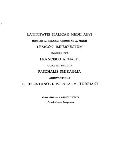 latinitatis italicae medii aevi lexicon imperfectu m francisco arnaldi ...