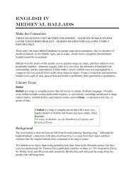 Medieval Ballads - Readings and Assignment 2010