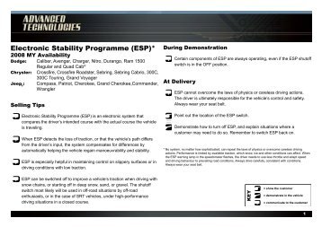 Electronic Stability Programme (ESP)* - Chrysler Academy