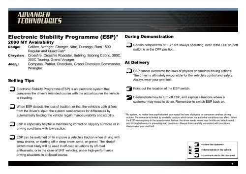 Electronic Stability Programme (ESP)* - Chrysler Academy