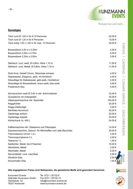 Angebotskatalog - Kunzmann Events