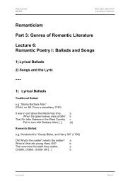 Romantic Poetry I: Ballads and Songs - Universität Tübingen