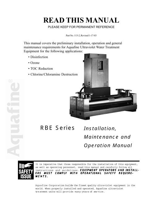 Aquafine csl 6r manual parts