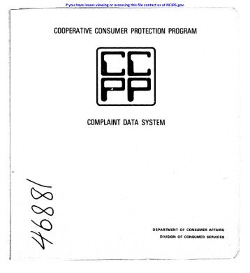 cooperative consumer protection program complaint data system