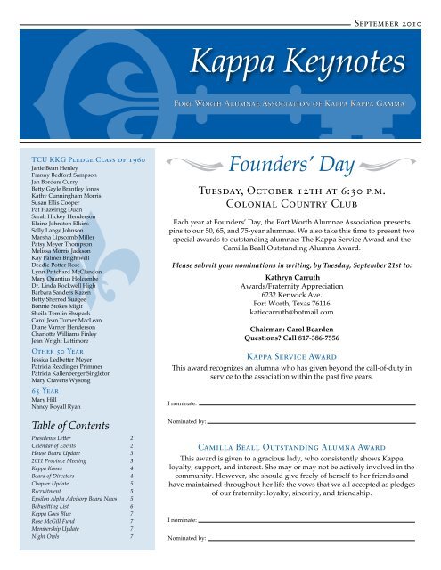 Kappa Keynotes - Associations - Kappa Kappa Gamma