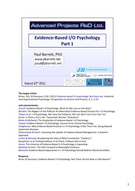 Evidence-based IO psychology