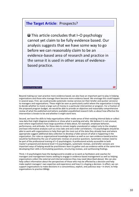 Evidence-based IO psychology