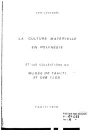 La culture matérielle en Polynésie et les collections du Musée ... - IRD