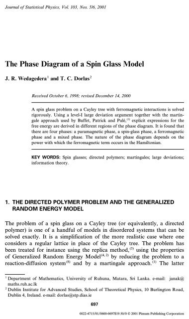 The Phase Diagram of a Spin Glass Model - Springer