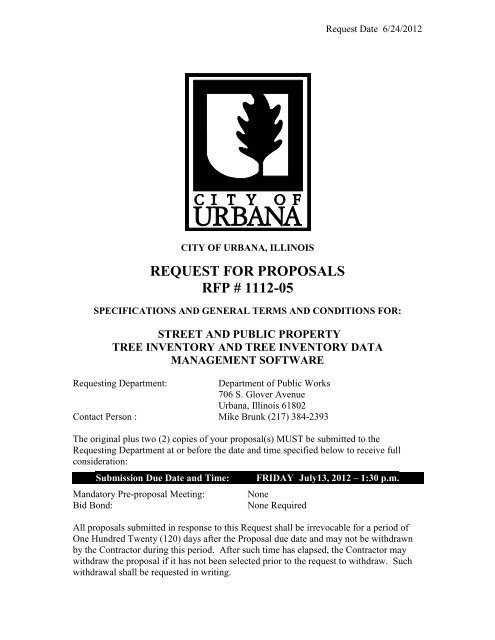 RFP #1112-05 Bid Specifications - City of Urbana