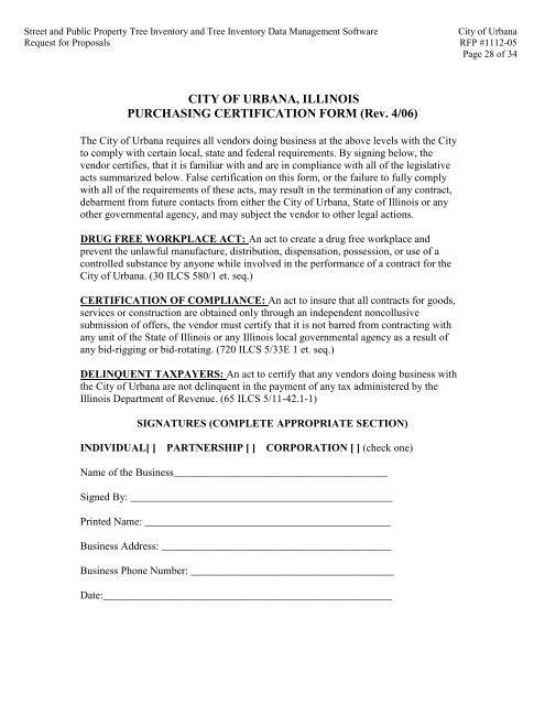 RFP #1112-05 Bid Specifications - City of Urbana