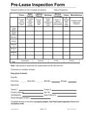 Pre-Lease Inspection Form