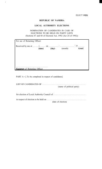 Nomination Form- Local authority elections