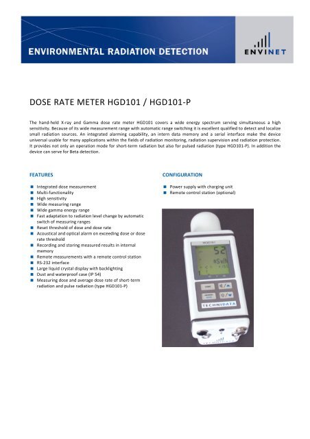 DOSE RATE METER HGD101 / HGD101-P - envinet