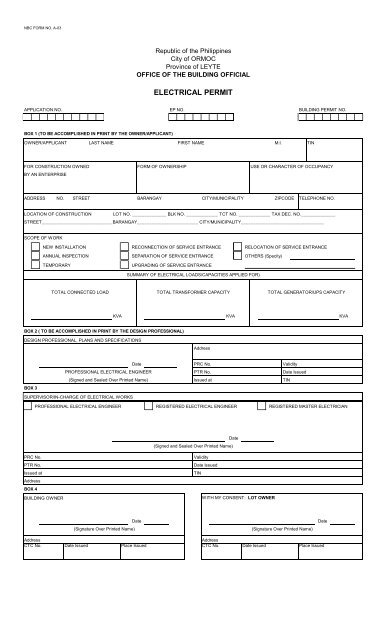 Electrical Permit-New copy.XLS - City Government of Ormoc