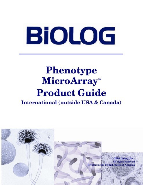 Phenotype MicroArray™ Product Guide - Biolog Inc.