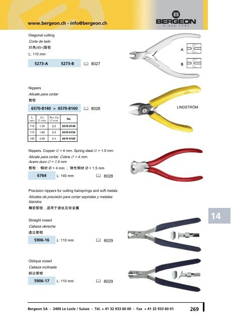 Screwdrivers, pliers, tweezers, hammers Destornilladores ... - Bergeon