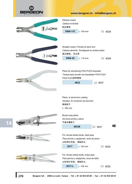 Screwdrivers, pliers, tweezers, hammers Destornilladores ... - Bergeon