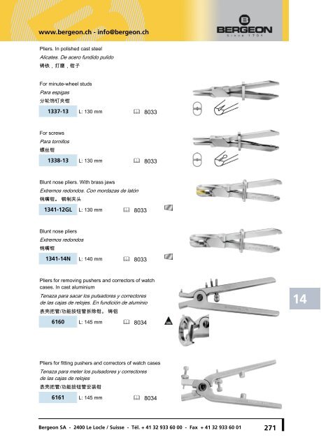 Screwdrivers, pliers, tweezers, hammers Destornilladores ... - Bergeon