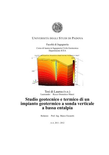 Studio geotecnico e termico di un impianto geotermico a sonda ...