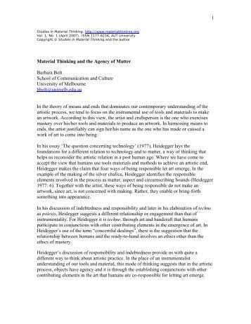 Material Thinking and the Agency of Matter - Studies in Material ...