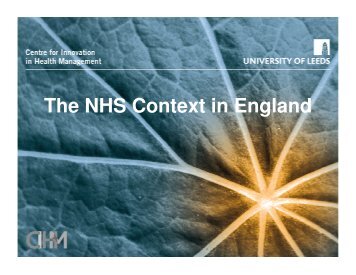 The NHS Context in England
