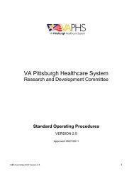 Research and Development SOP - VA Pittsburgh Healthcare System