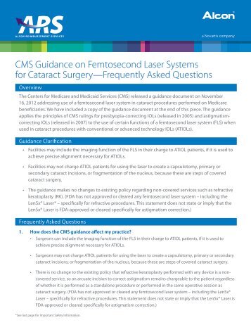 CMS Guidance on Femtosecond Laser Systems for ... - MyAlcon.com