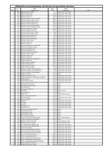 PREISLISTE zu Geschenkkatalog Idee-Exclusiv für gewerbliche ...