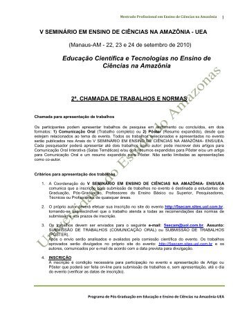 Chamada de Trabalhos - uea - pós graduação