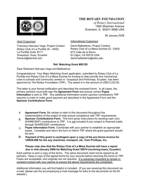 Rotary Direct Contribution Form.pdf THE ROTARY FOUNDATION of Rotary International - Matching Grants