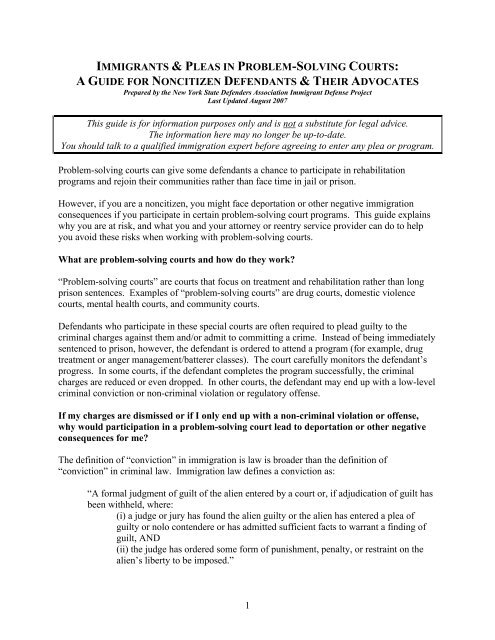 immigrants & pleas in problem-solving courts - Brennan Center for ...