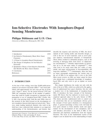Ion-Selective Electrodes With Ionophore-Doped Sensing Membranes