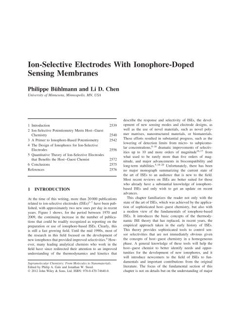 Ion-Selective Electrodes With Ionophore-Doped Sensing Membranes