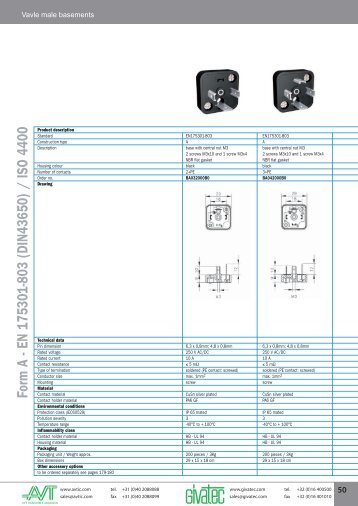 Form A - EN 175301-803 (DIN43650) / ISO 4400 - AVT Industrial ...