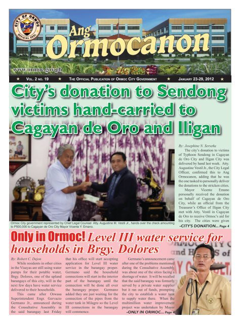 City's donation to Sendong victims hand-carried to Cagayan de Oro ...