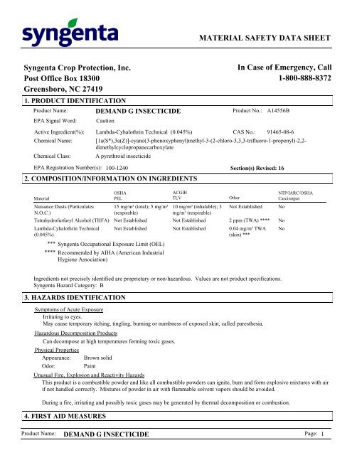 MSDS Label - Do it Yourself Pest Control
