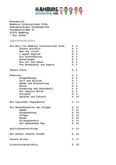 Konzeption Hamburg International Kids Zweisprachiger